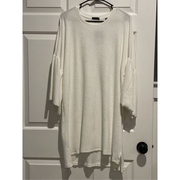 NWT ATM Anthony Thomas Melillo White Lightweight Terry Ruffle Sleeve Dress Med - Picture 1 of 12